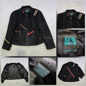 Vintage SFR‎ Santa Fe Re-Creations Jacket Womens Medium Black Suede Southwestern